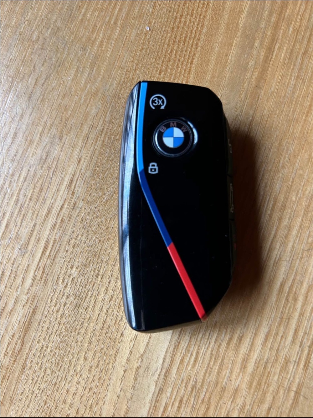 BMW Black Key Fob with Blue and Red Stripe